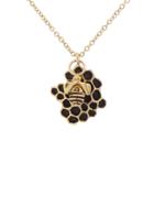 Jamie Joseph Large Artisan Black And Gold Honeycomb Necklace With Bee