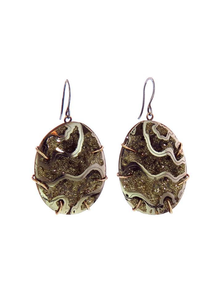 Melissa Joy Manning Large Pyritized Ammonite Earrings