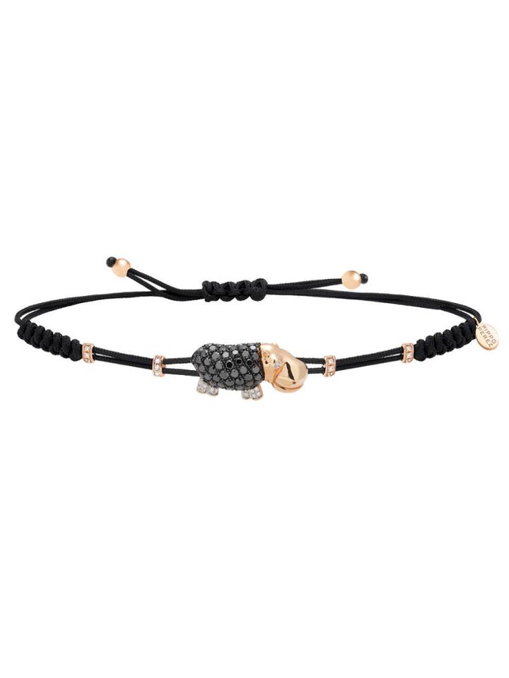 Pippo Perez Happy Hippo Bracelet With Black Diamonds - Rose Gold