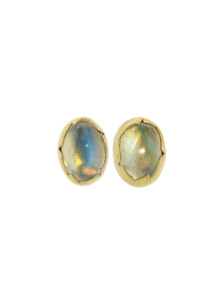 Annette Ferdinandsen Rainbow Moonstone Egg Studs