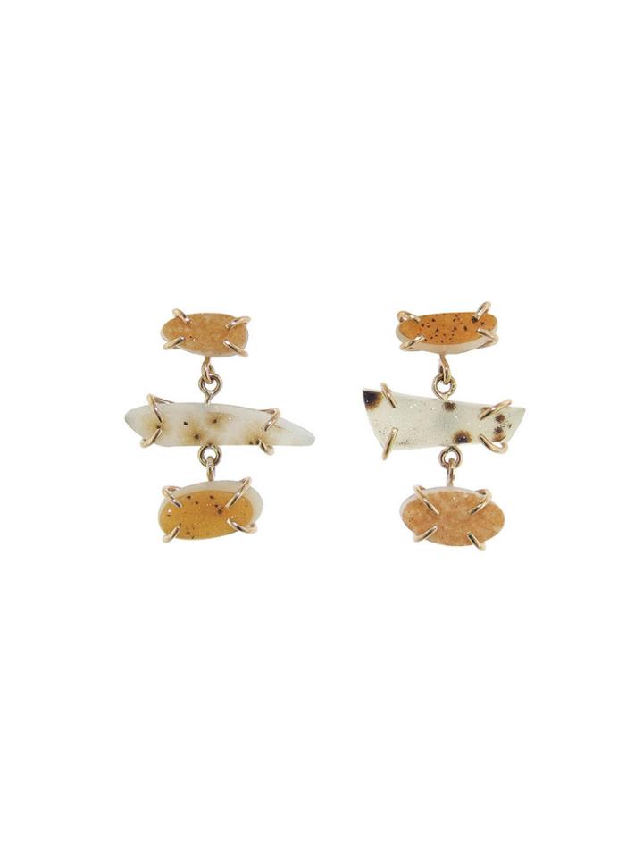 Melissa Joy Manning Peach, Orange, And Beige Druzy Drop Earrings