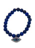 Sydney Evan Diamond And Turquoise Swivel Eye On Lapis Beads - Blackened Gold