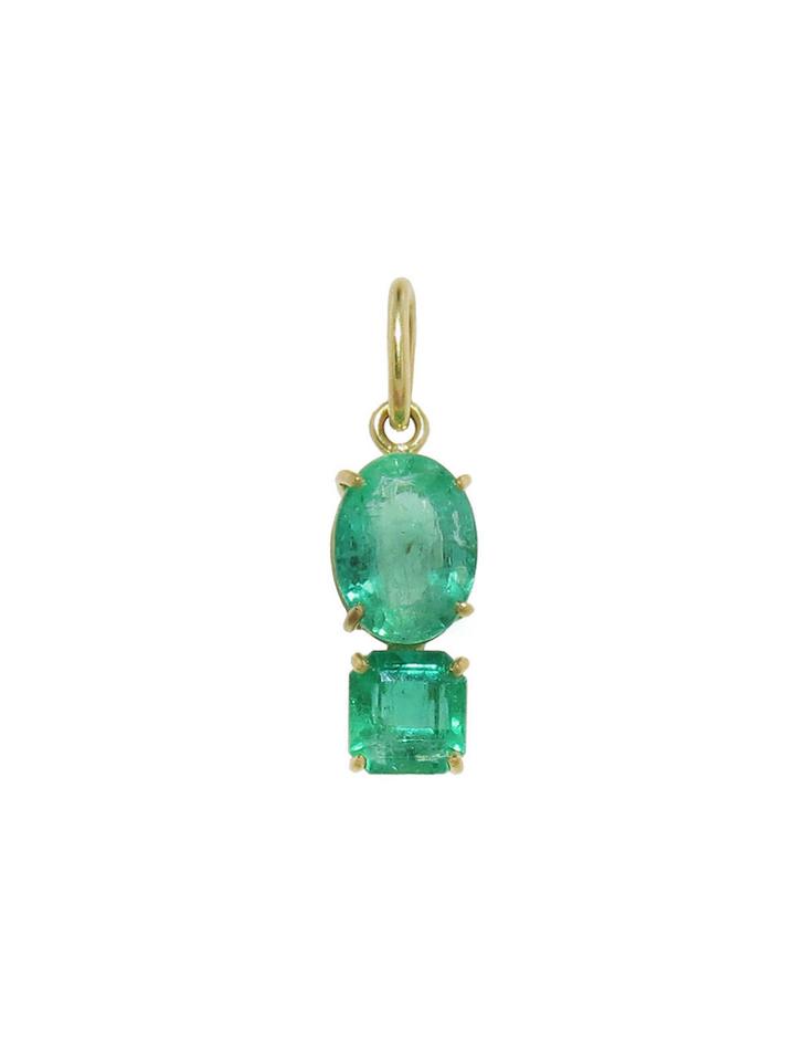 Irene Neuwirth Double Colombian Emerald Charm - Yellow Gold