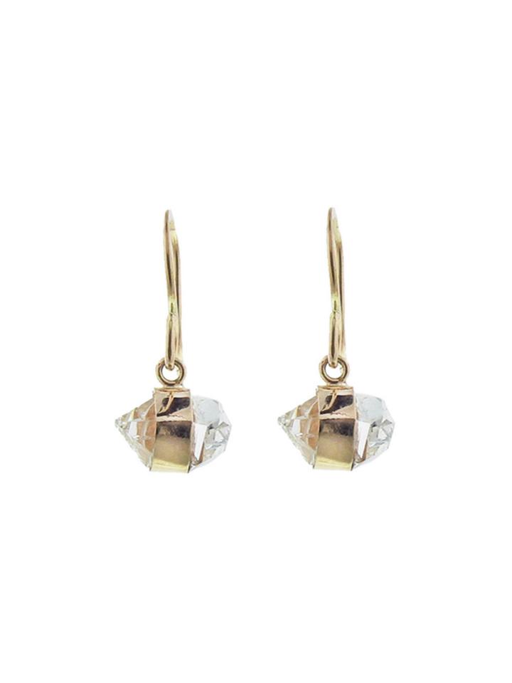 Melissa Joy Manning Herkimer Diamond And Yellow Gold Earrings