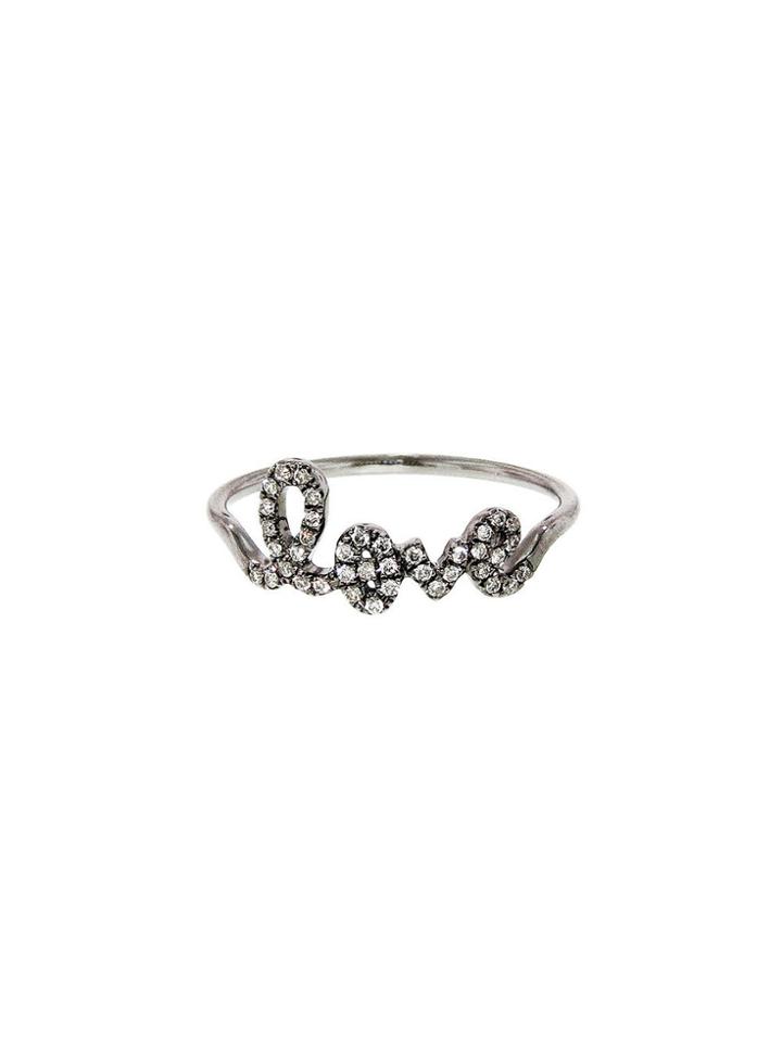 Sydney Evan Love Ring In Blackened White Gold With Diamonds