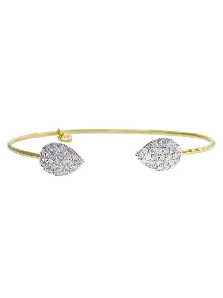 Jemma Wynne Pave Grey Diamond Pear Dome Bangle - Yellow Gold