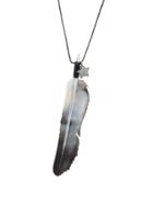 Catherine Michiels White Mother Of Pearl Feather Necklace With Diamond Star