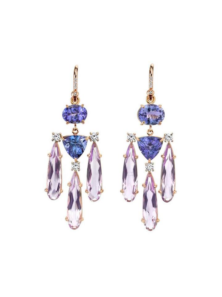 Irene Neuwirth Tanzanite And Rose Of France Drop Earrings