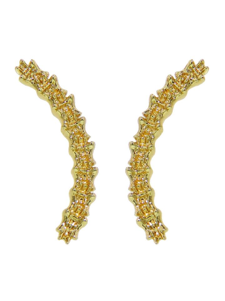 Jennifer Fisher Unique Curved Vertebrae Studs - Yellow Gold
