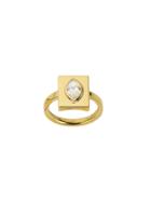 Jemma Wynne Rectangular Signet Ring With Marquis Diamond Center