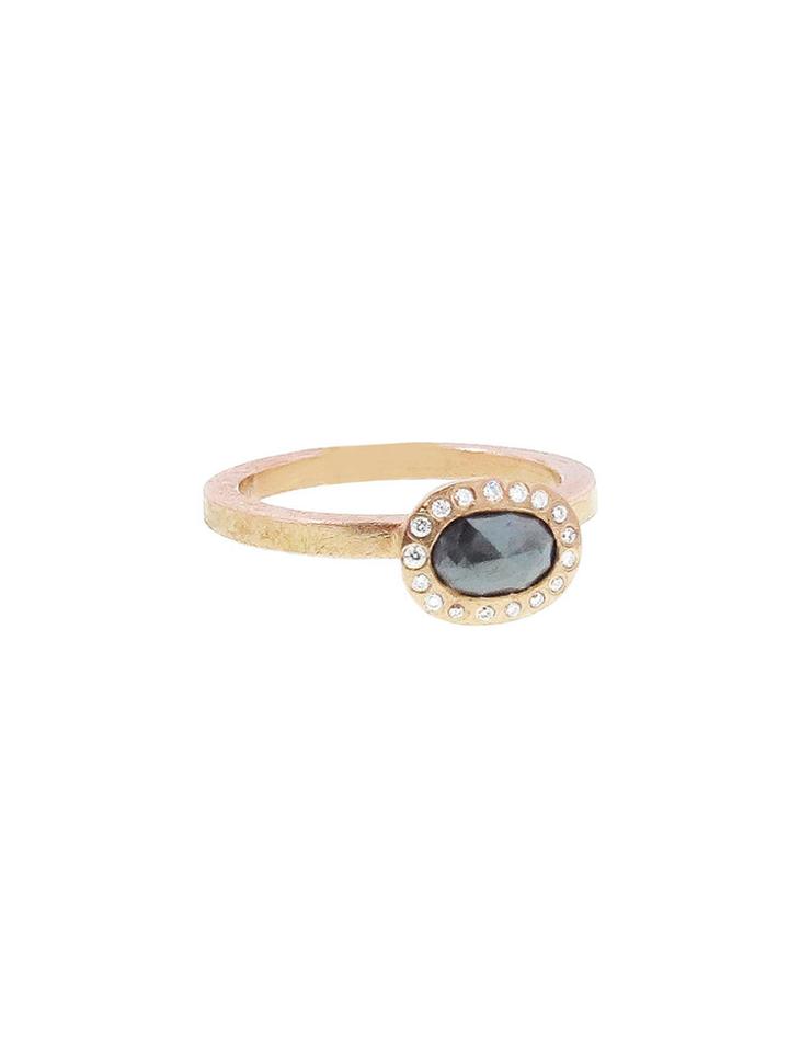 Todd Reed Small Oval Grey Diamond Solitaire Ring In Rose Gold