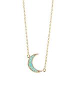 Andrea Fohrman Tiny Crescent Moon Necklace With Turquoise