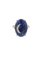 Andrea Fohrman Oval Lapis Ring With Turquoise Crescent Moon