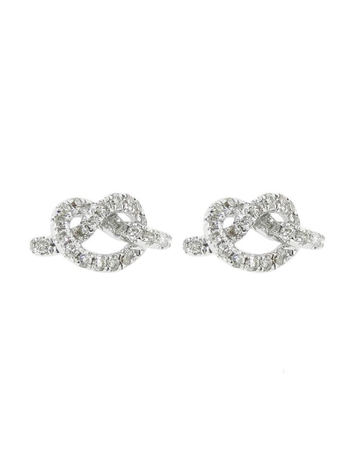 Sydney Evan Love Knot Diamond Studs - White Gold