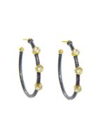 Ara Collection Medium Oxidized Hoops With White Sapphires