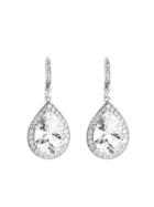 Andrea Fohrman Pear Rock Crystal Earrings With Accent Diamonds - White Gold