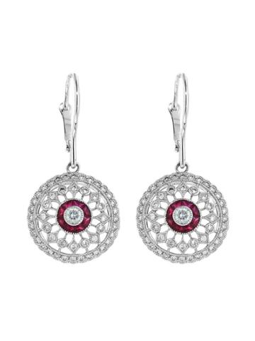 Lucie Campbell Designer Ruby And Diamond Earrings - White Gold