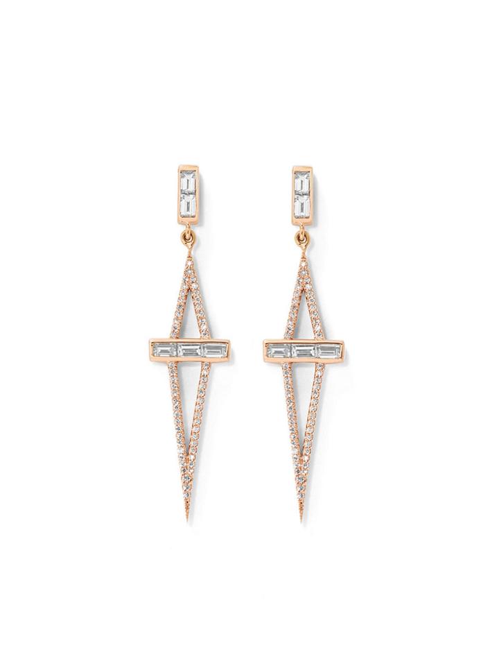 Monique Péan Baguette And Pav? White Diamond Earrings