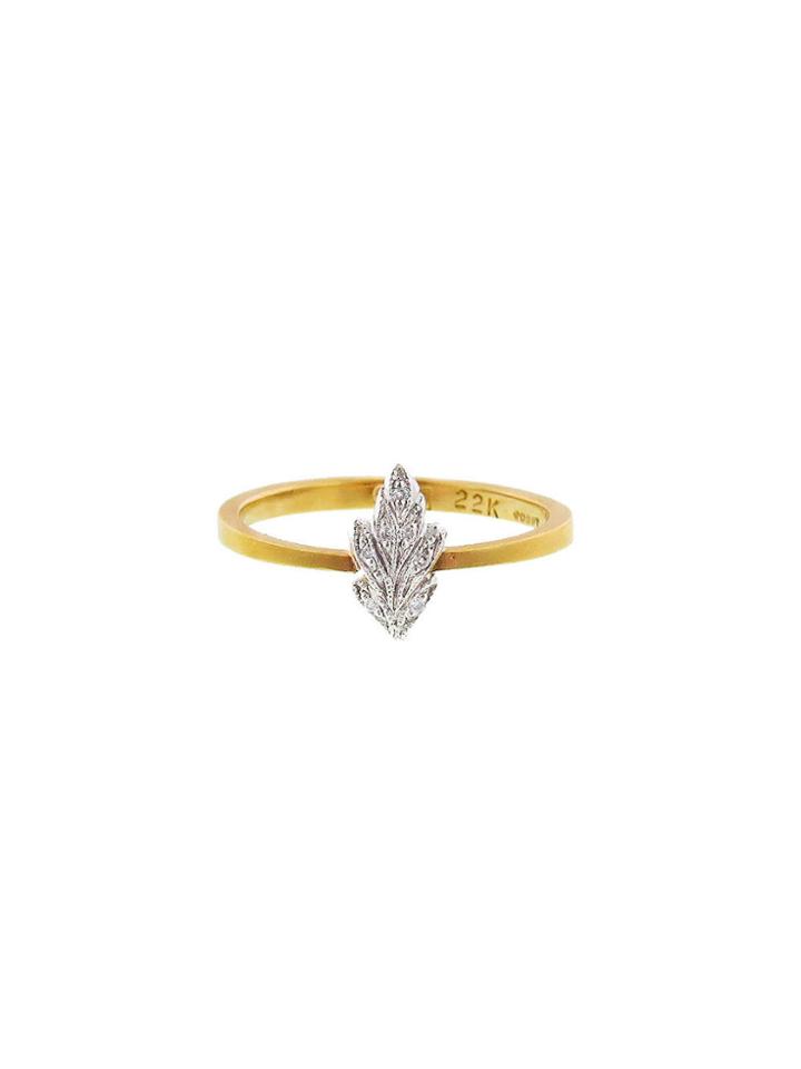 Cathy Waterman Diamond And Platinum Tiny Leaf Ring