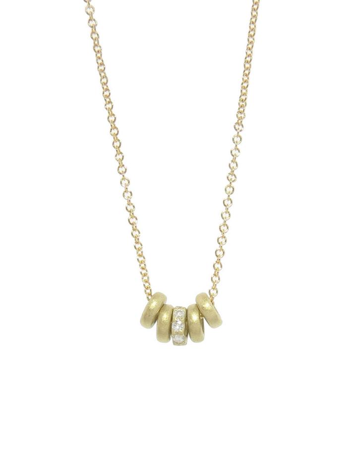 Ylang 23 Five Tiny Donuts Necklace With Diamonds - Yellow Gold