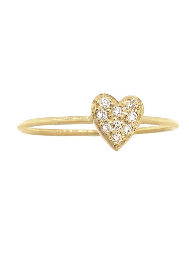 Jennifer Meyer Diamond Heart Stacking Ring - Yellow Gold