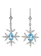Cathy Waterman Blue Topaz Feather Prong Earrings - Platinum