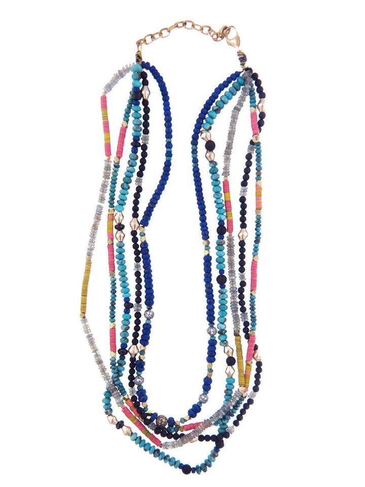 Royal Nomad Multi-strand Yellow And White Sapphire Beaded Necklace