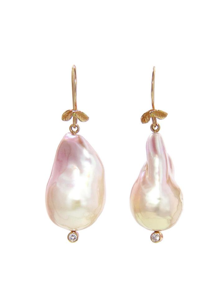 Jamie Joseph Large Pink Pearl Drop Earrings