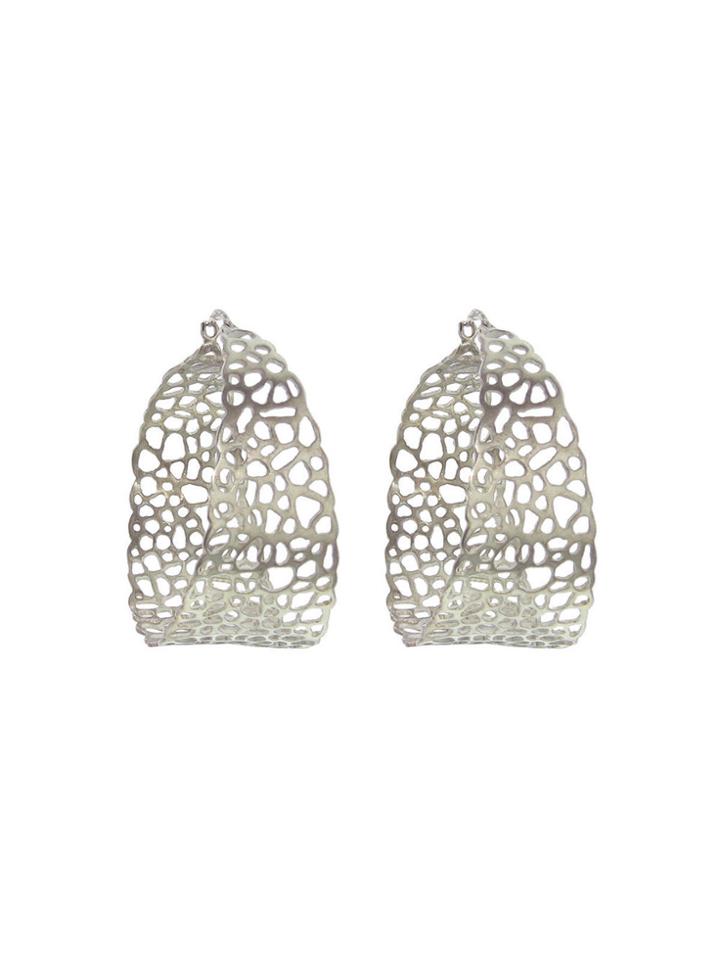 Annette Ferdinandsen Modern Sterling Silver Large Sea Fan Hoops