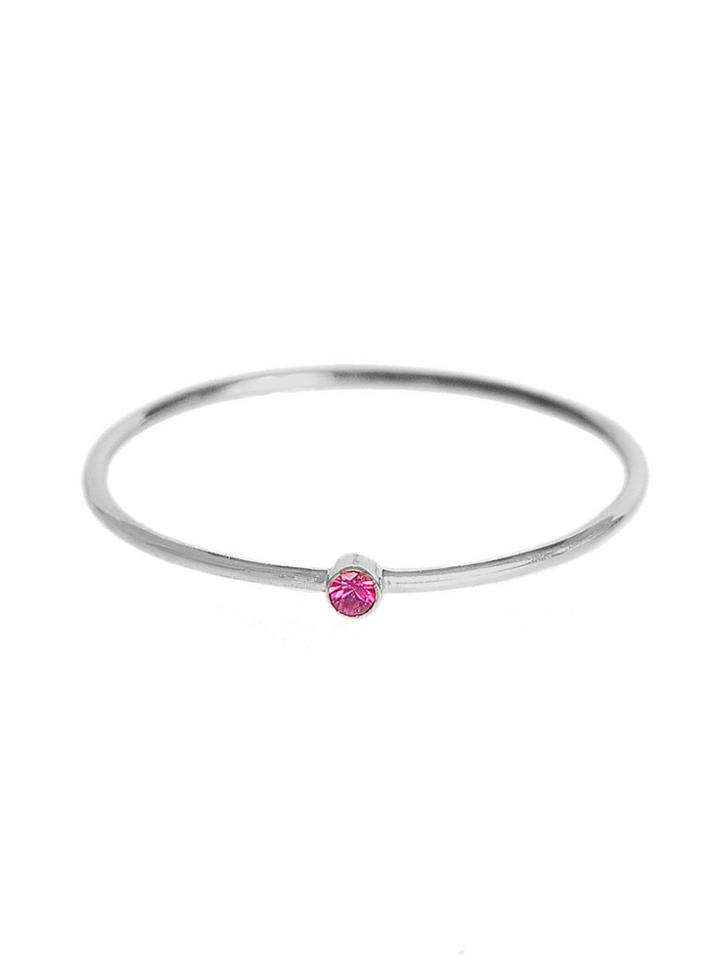 Jennifer Meyer Thin Ruby Stacking Ring - White Gold
