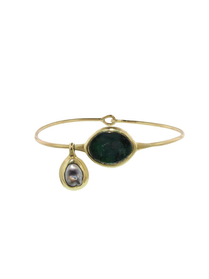 Ten Thousand Things Emerald And Tahitian Pearl Charm Bangle