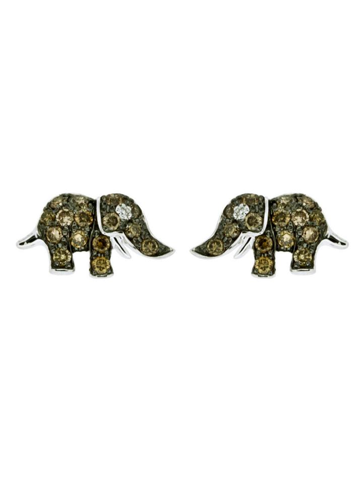 Pippo Perez Medium Brown Diamond Elephant Studs - White Gold