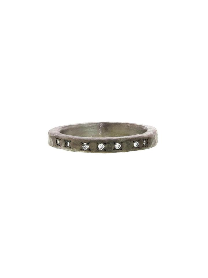 Yasuko Azuma Oxdized Sterling Silver Band With Diamonds