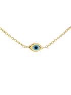 Sydney Evan Mini Enamel Evil Eye Necklace In Yellow Gold