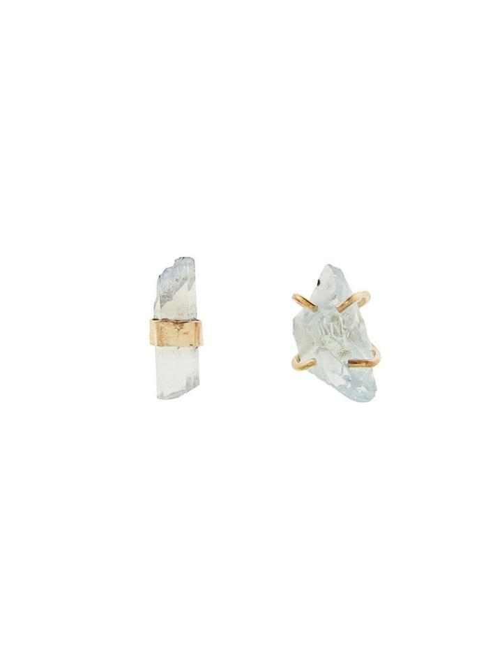 Melissa Joy Manning Aqua Stick And Raw Aqua Mismatched Earring - Gold