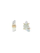 Melissa Joy Manning Aqua Stick And Raw Aqua Mismatched Earring - Gold