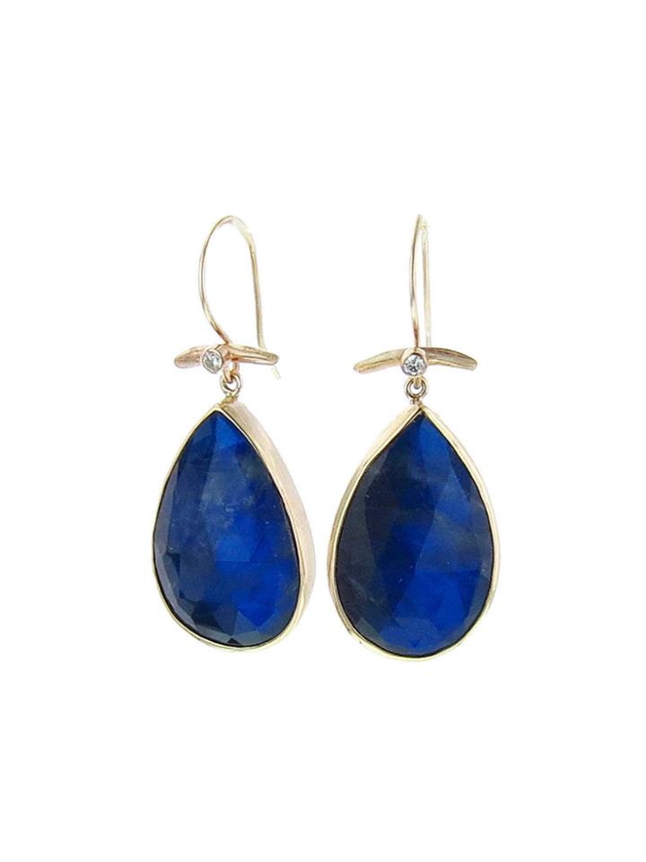 Jamie Joseph Rose Cut Rainbow Moonstone Teardrop Earrings