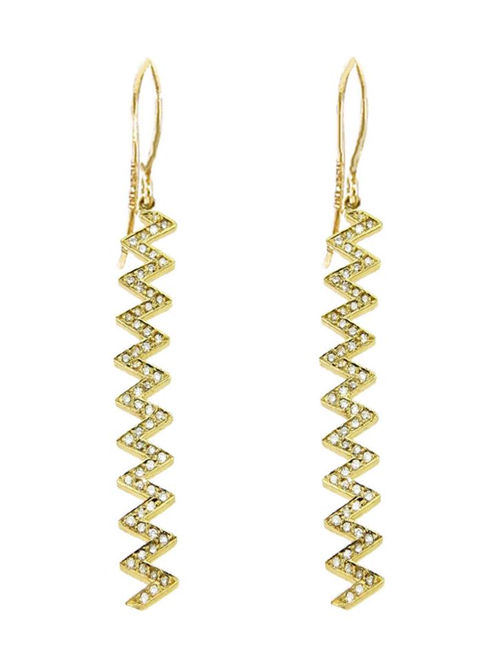 Jennifer Meyer Diamond Zig Zag Earrings - Yellow Gold