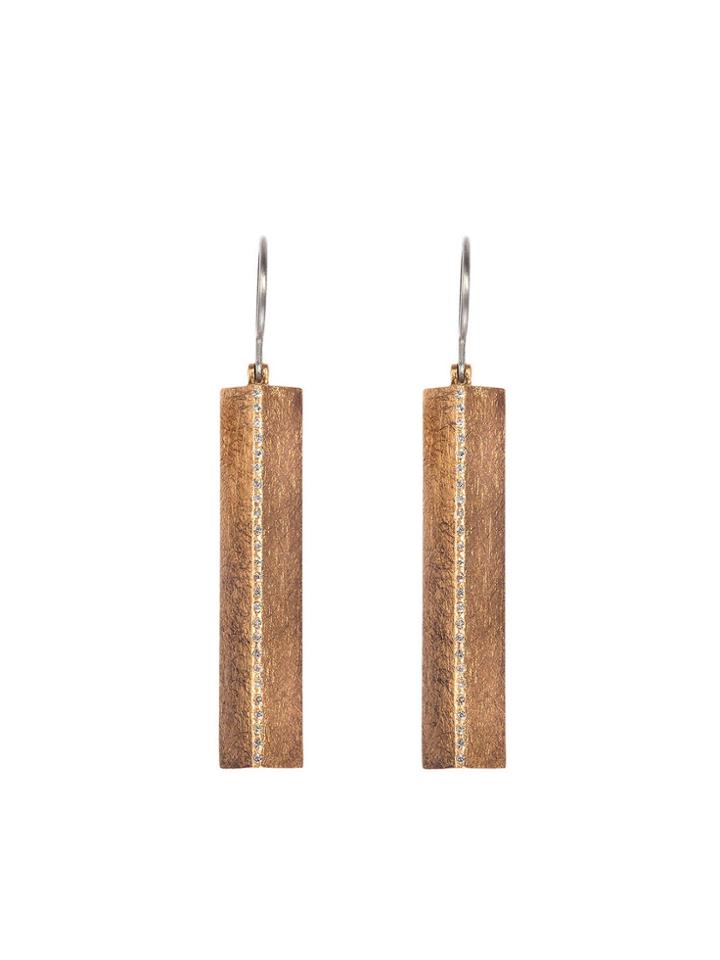 Todd Reed Long Rose Gold Earrings With Diamonds
