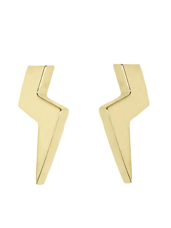 Finn Minor Obsessions Lightening Bolt Studs In Yellow Gold