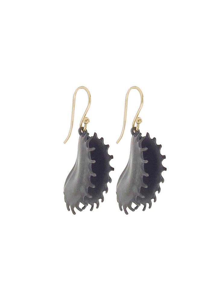 Annette Ferdinandsen Venus Fly Trap Earrings - Oxidized Sterling Silver