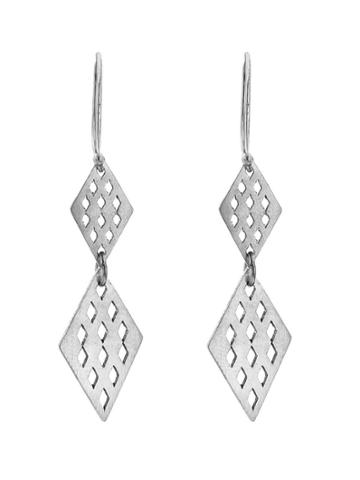 Jane Hollinger Double Diamond Drop Earrings In Silver