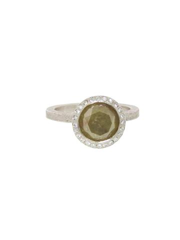 Todd Reed Grey/green Diamond Solitaire Ring In Palladium