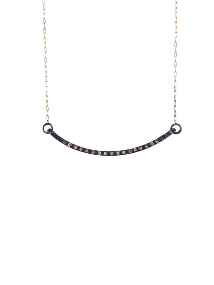 Ariko Curved Bar Pendant With Diamonds