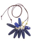 Lfrank Large Lapis Cluster Necklace With Bali Beads
