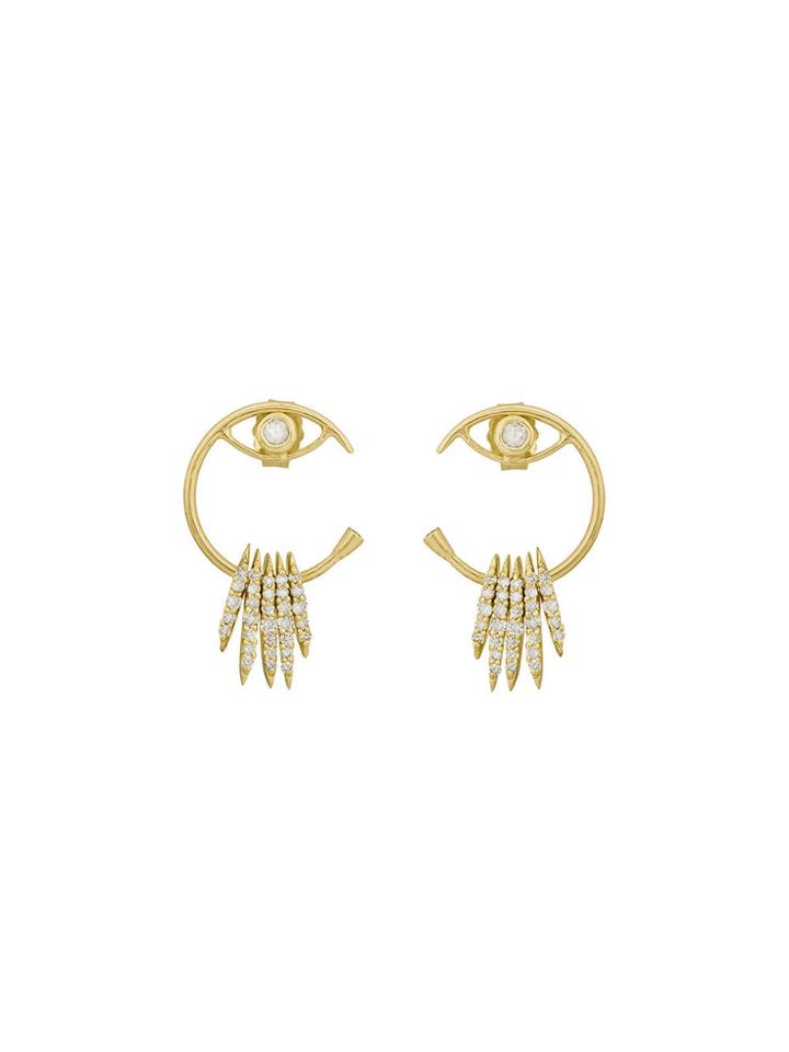 Celine Daoust Evil Eye Earrings With Diamond Bars