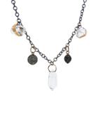 Melissa Joy Manning Herkimer Diamond And Quartz Charm Necklace - Oxidized Silver