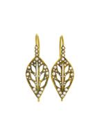 Cathy Waterman Large Leaf Earring With Diamonds