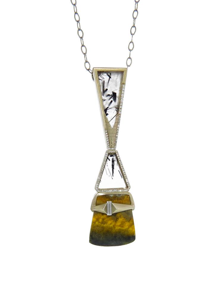 Monique Péan Jasper, Rutile, And White Diamond Manik Necklace