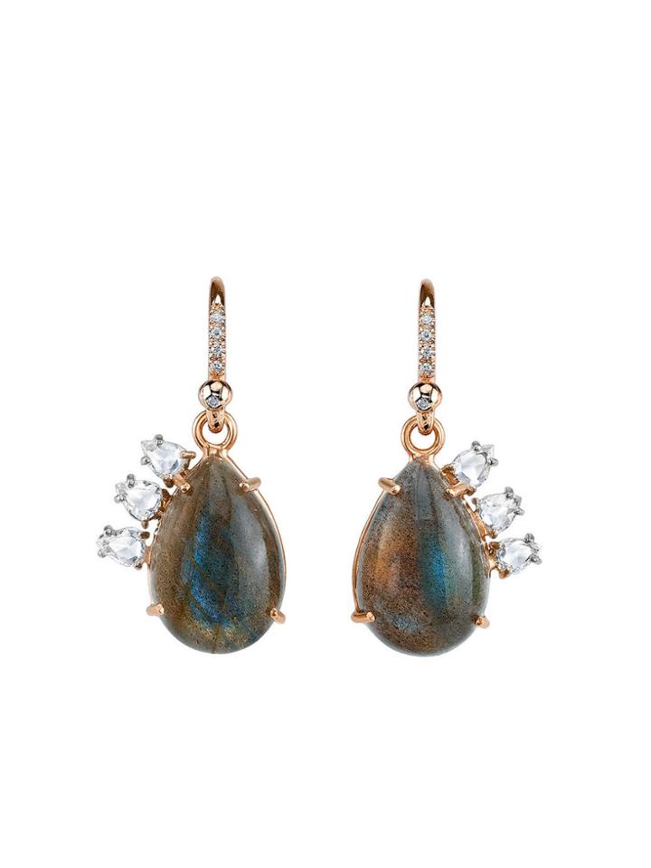 Irene Neuwirth Teardrop Labradorite And Diamond Earrings